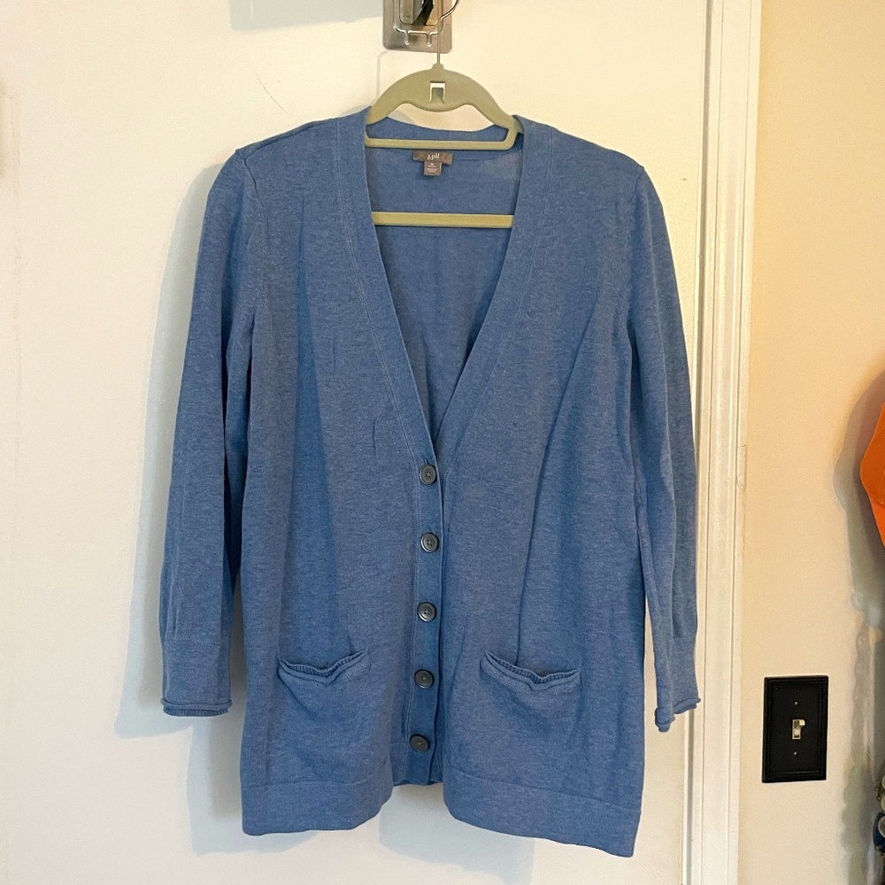 J. Jill Button Front Patch Pocket Long Cardigan S… - image 1